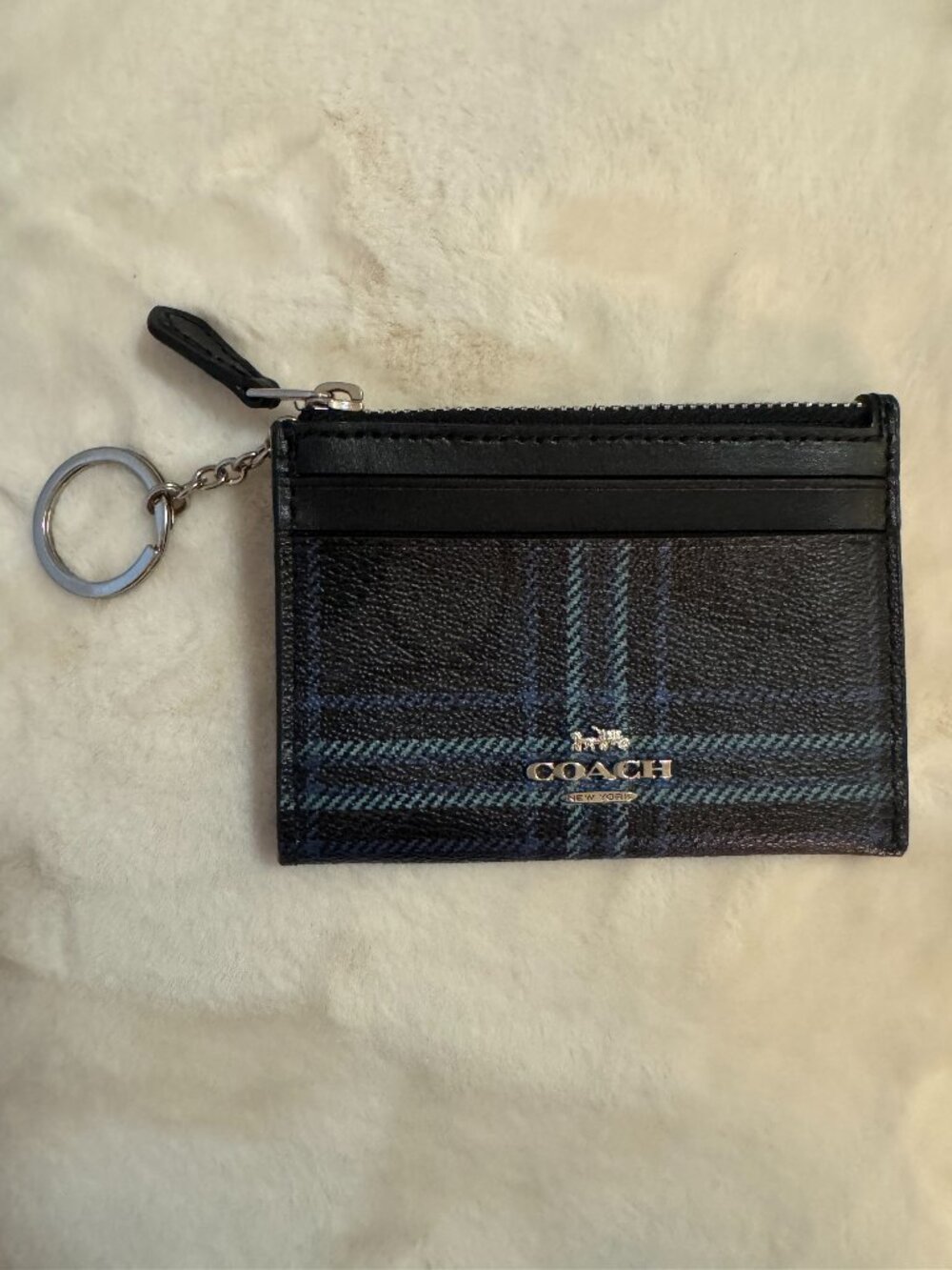 Coach Plaid Signature ID Case Mini Wallet F87798